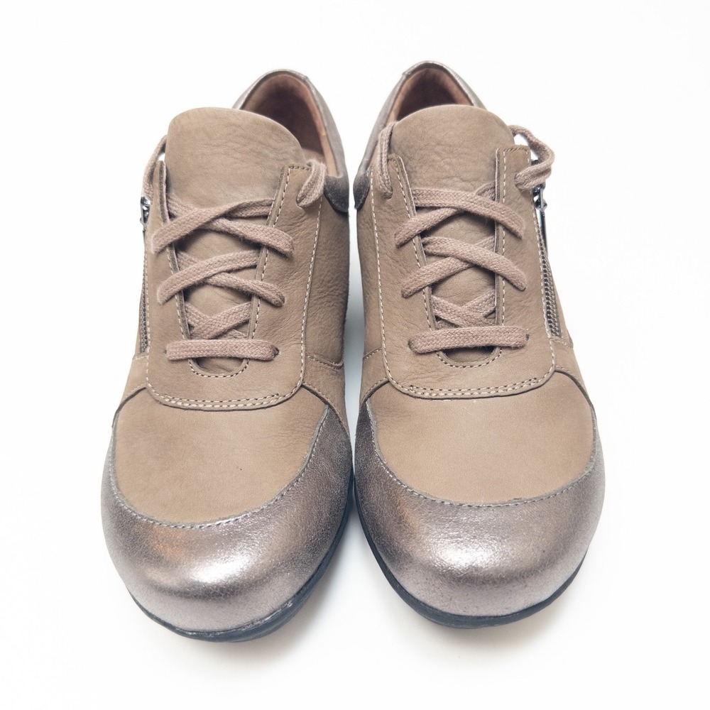 Dansko Taupe Metallic Wedge Sneakers - Picture 4 of 13